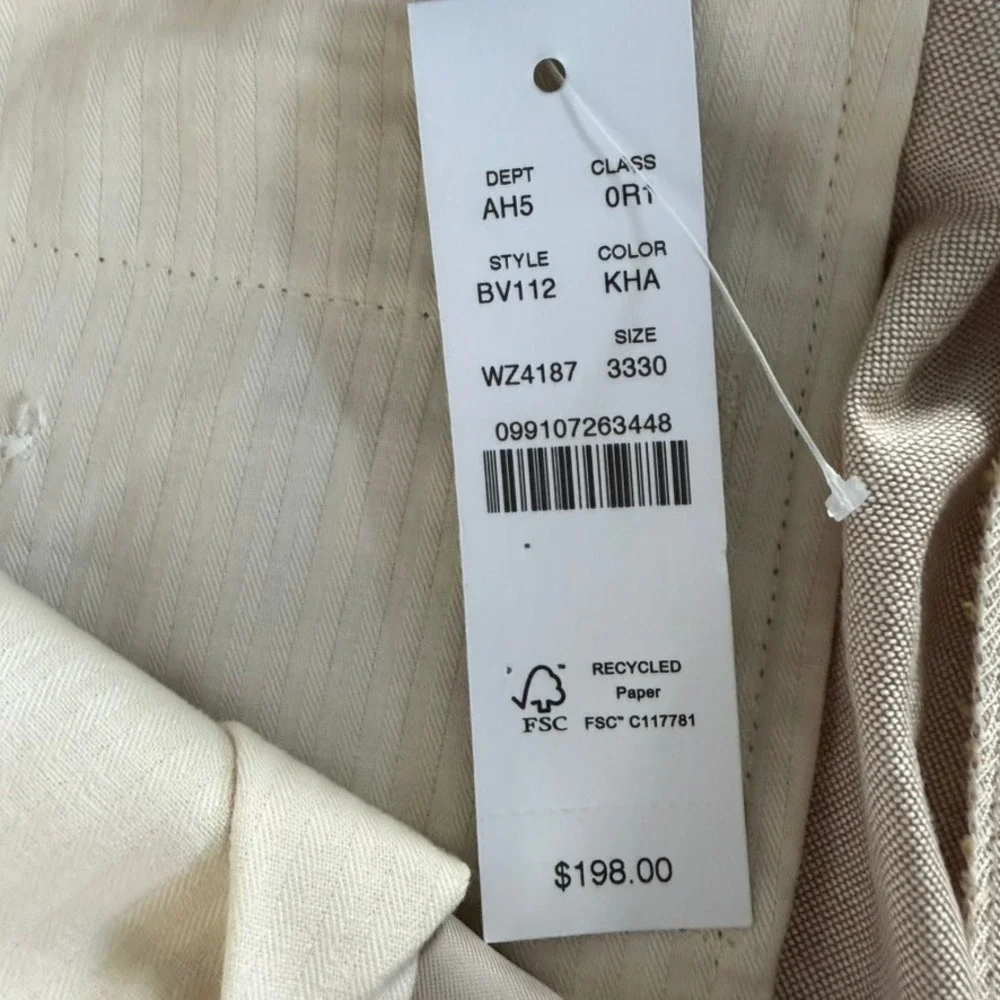 J.Crew Ludlow Dress Pants Mens 33x30 Beige Cotton Trousers NWT $198 Preppy